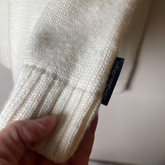 Obermeyer Men’s Quarter Zip Ski Sweater Wool Blend Beige Navy Red Fair Isle M - Picture 5 of 7